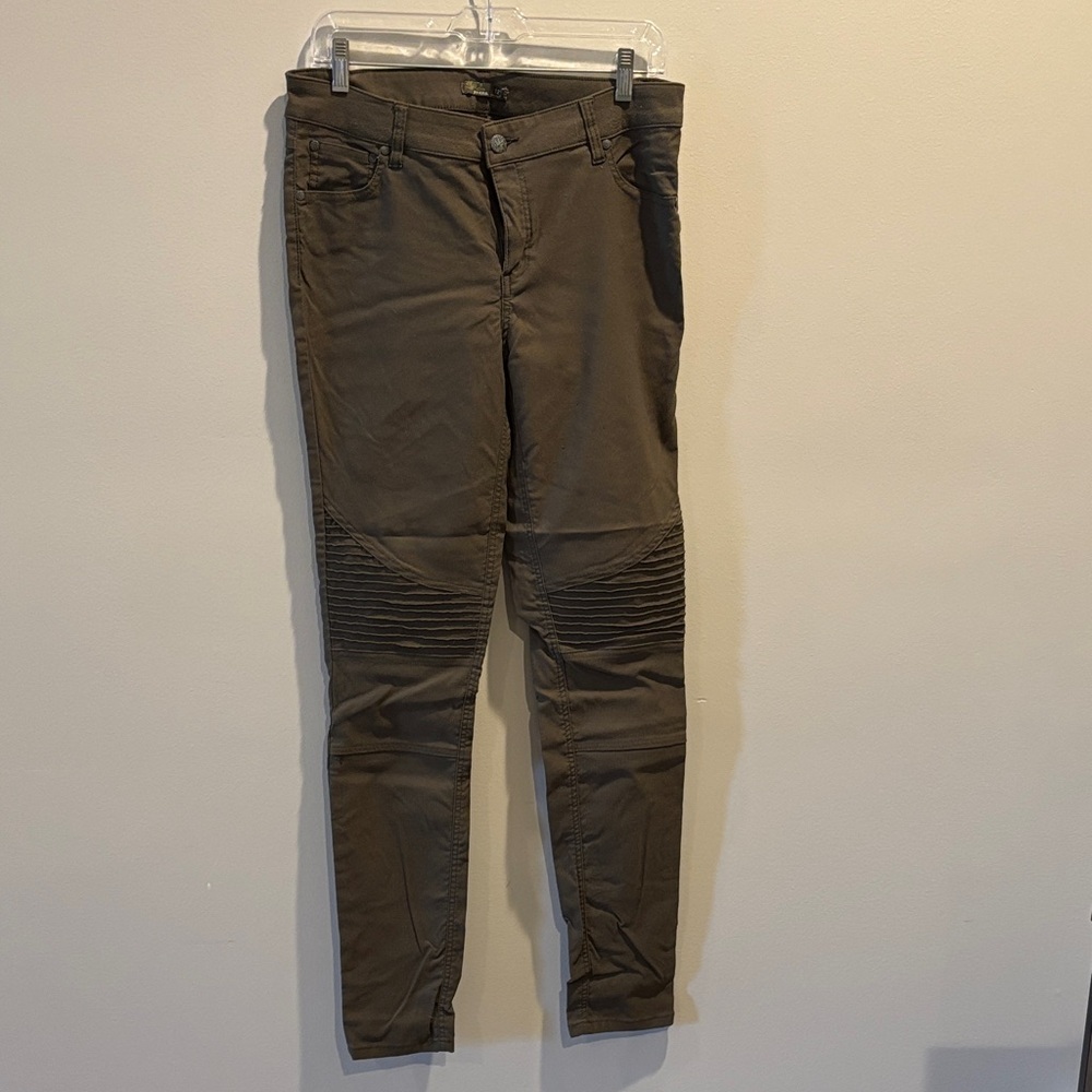 Prana Olive Moto Ribbed Skinny Pants
